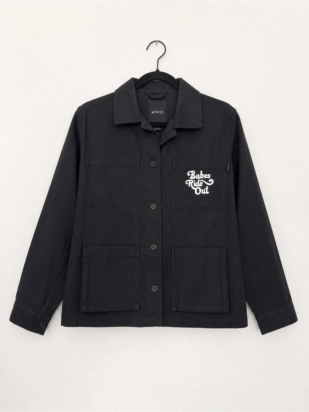 Women’s Black Atwyld Button-Up Jacket with 'Babes Ride Out' Chest Graphic